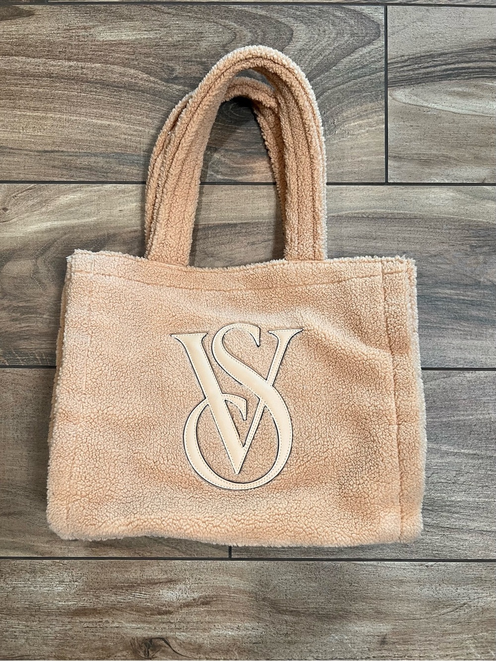Victoria's Secret Brown Sherpa Bag with Embossed VS Logo